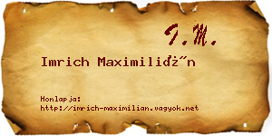 Imrich Maximilián névjegykártya